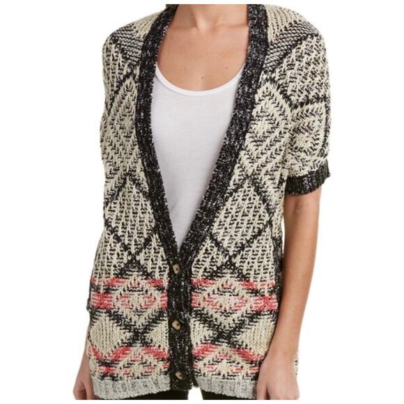 Cabi Short Sleeve Dolman Aztec Print Open Cardigan Sweater – Size Small - Picture 1 of 15
